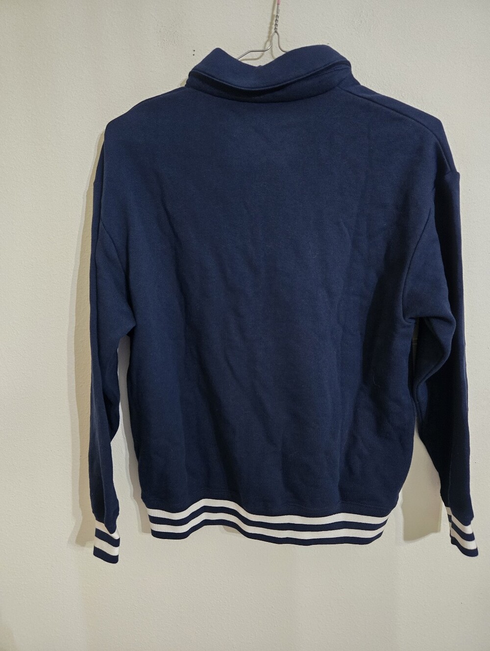 Tuckernuck Navy Polo Sweater with White Stripe Trim - Picture 4 of 6